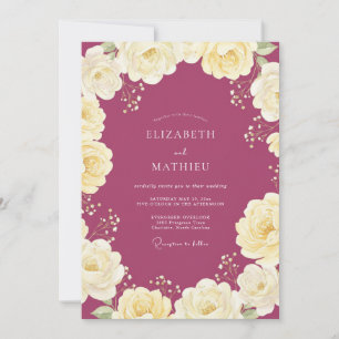 Lilac Mauve Cream Ranunculus Eucalyptus Wedding Invitation