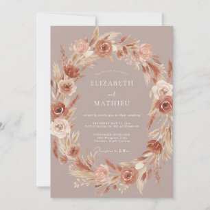 Lilac Mauve Terracotta Wreath Wedding Invitation