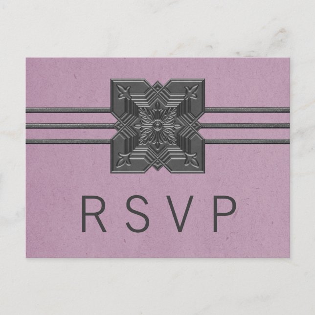 Lilac Medallion Border RSVP Postcard (Front)