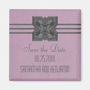 Lilac Medallion Border Save the Date Magnet