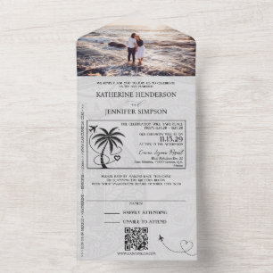 Lilac Mexico Passport Wedding All In One Invitation