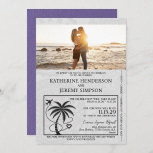 Lilac Mexico Passport Wedding Invitation