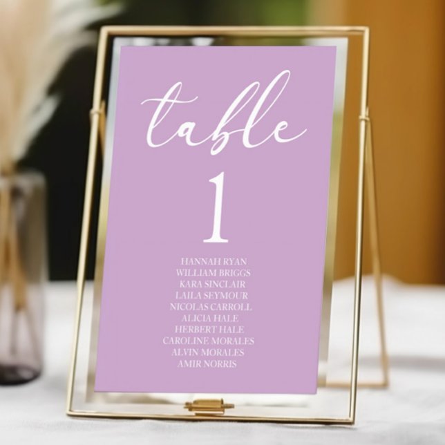 Lilac Minimalist Elegant Classic Basic Wedding Table Number (Creator Uploaded)