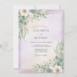 Lilac Mint Foliage Eucalyptus Wedding Invitation