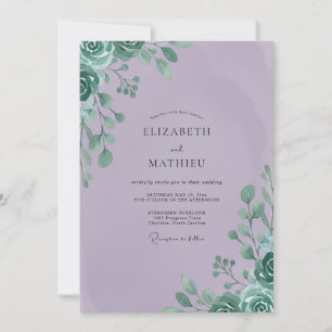 Lilac Mint Leafy Wedding Invitation