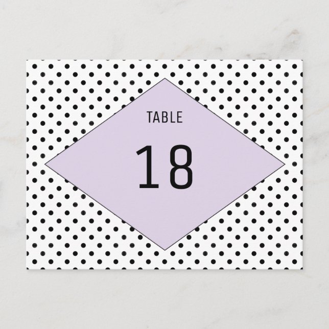 Lilac Modern Polka Dots Table Number Postcard (Front)