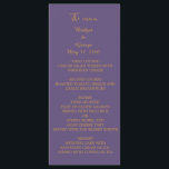 lilac modern simple deco wedding program<br><div class="desc">Get your elegant lilac, violet coloured minimal wedding on your wedding menu and the wedding program all in one. The wedding design has a lilac, violet background with gold looking typography. Customise it on the front page with your intro, names, date and menu. On the back page you can customise...</div>