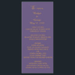 lilac modern simple deco wedding program<br><div class="desc">Get your elegant lilac, violet coloured minimal wedding on your wedding menu and the wedding program all in one. The wedding design has a lilac, violet background with gold looking typography. Customise it on the front page with your intro, names, date and menu. On the back page you can customise...</div>