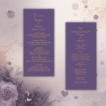 lilac modern simple deco wedding program<br><div class="desc">Get your elegant lilac, violet coloured minimal wedding on your wedding menu and the wedding program all in one. The wedding design has a lilac, violet background with gold looking typography. Customise it on the front page with your intro, names, date and menu. On the back page you can customise...</div>