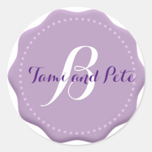 Lilac Monogram Wedding Envelope Seal Stickers