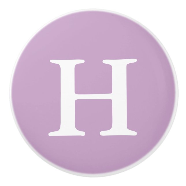 Lilac Monogrammed Ceramic Knob (Front)
