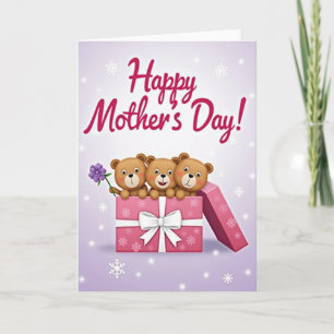 Lilac Mothers Day Bears Card