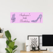Lilac Music Note and Stiletto 80th Birthday Poster (Home Office)