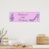 Lilac Music Note and Stiletto 80th Birthday Poster (Kitchen)