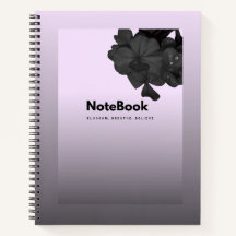 Lilac Noir Floral Minimalist Spiral Notebook