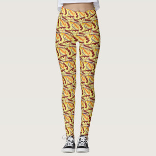 Lilac Orange Gold Burgundy Cream Tan Art Deco Leggings