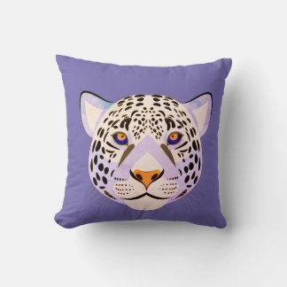Lilac & Orange Leopard Head Throw Pillow