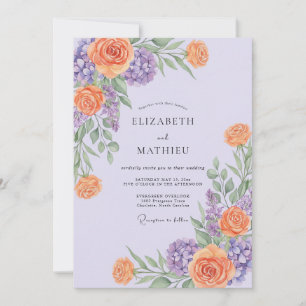 Lilac Orange Petal Wedding Invitation