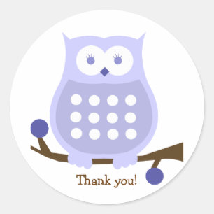 LILAC OWL Round Favour Sticker Envelope Seal