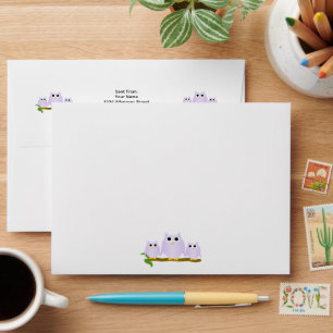 Lilac Owls Design Envelope