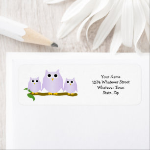 Lilac Owls Design Return Address Label