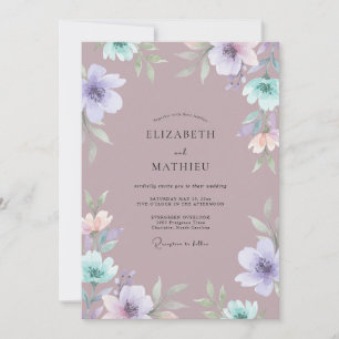 Lilac Painterly Flourish Wedding Invitation
