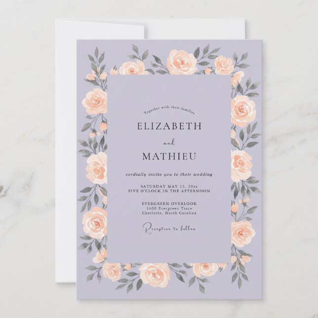 Lilac Painterly Romantic Wedding Invitation (Front)