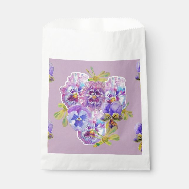 Lilac Pansy Purple Flowers floral Party Favor Bags (Front)