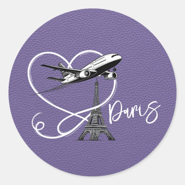 Lilac Paris Passport  Classic Round Sticker (Front)