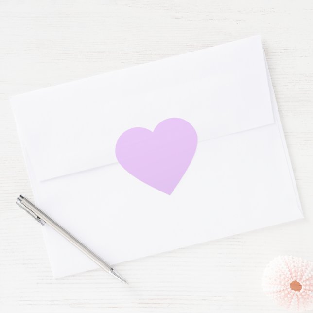 Lilac, pastel lilac solid colour heart sticker (Envelope)