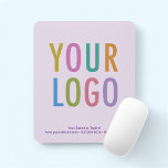 Lilac Pastel Purple Mouse Pad Custom Logo Non Slip<br><div class="desc">Easily personalize our mouse pad with your own company logo and custom text. It has a cloth surface with a non-slip rubber base. Designed in light purple and other colors (all colors are customizable). It's 9.25 inch x 7.75 inch* with a rounded rectangle shape. No minimum order quantity and no...</div>
