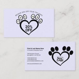 Lilac Paw Pet Grooming Vet Loyalty Business Card