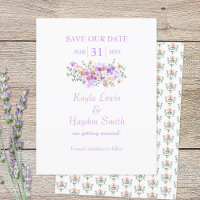Lilac & Peach Bouquet Wedding Save the Date