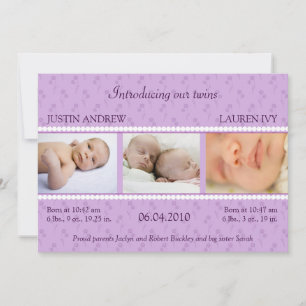 Lilac Pearl Twins Announcement