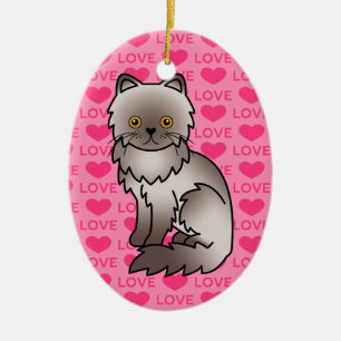 Lilac Persian Cat Love Ceramic Ornament