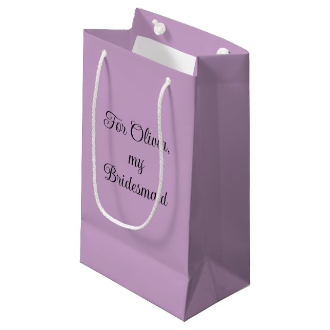 Lilac Personalised Bridesmaid Small Gift Bag (Front Angled)