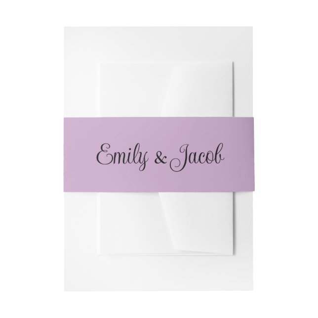 Lilac Personalised Invitation Belly Band (Front Example)