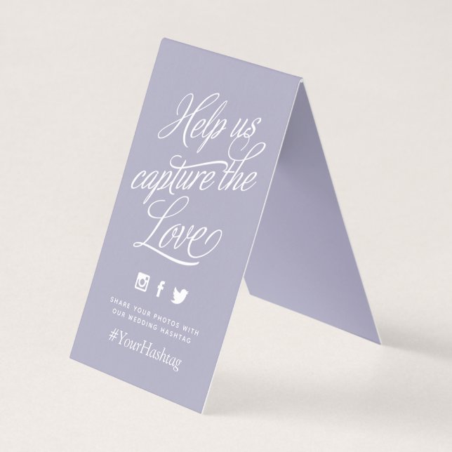Lilac Personalised Wedding Hashtag Sign (Front)