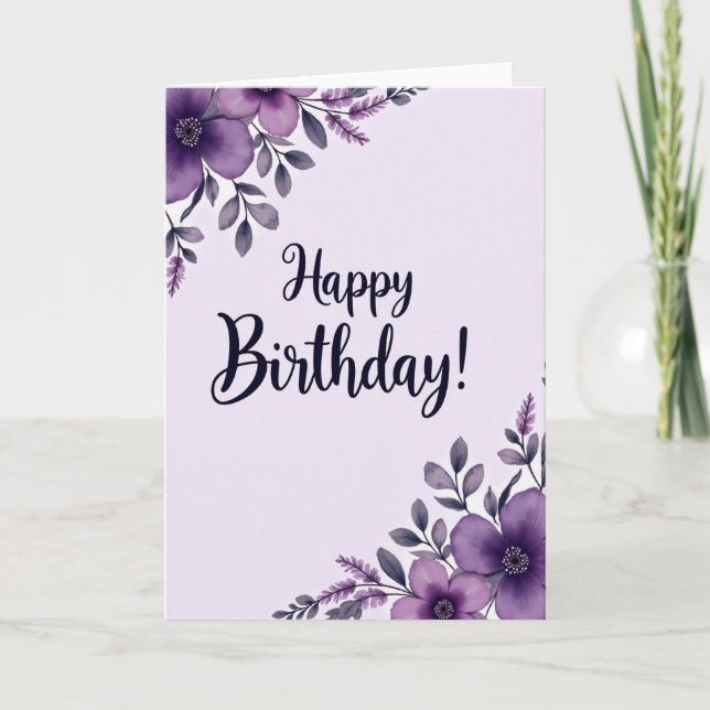 Lilac Petals Birthday Card (Front)