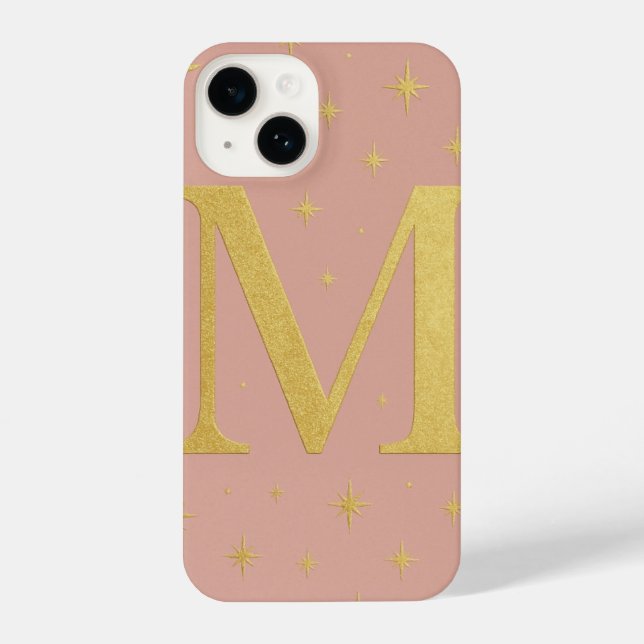 ✨ Lilac Phone Case with Big M & Yellow Stars – Cut (Back)