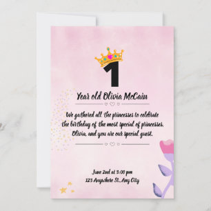 Lilac Pink and Gold Minimalist 1 Year Anniversary  Save The Date