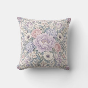 Lilac Pink Floral Bouquet Ornate Frame Cushion