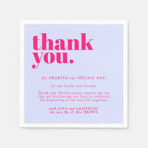 Lilac Pink Formal Thank Minimalist Decor Wedding Napkin