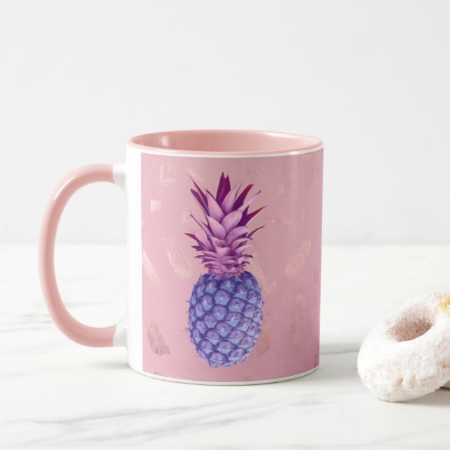 Lilac Pink Glitter Pineapple   Mug (With Donut)