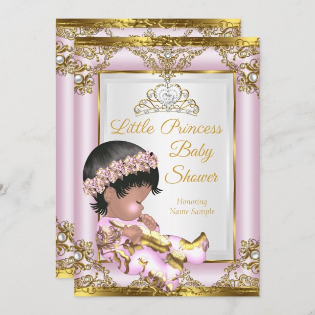 Lilac Pink Gold Princess Baby Shower Invitation (Front/Back)