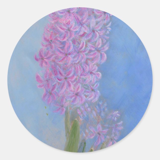 Lilac Pink Hyacinth Flower painting  Classic Round Sticker (Front)
