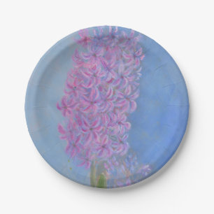 Lilac Pink Hyacinth Flower painting Paper Plate