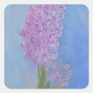 Lilac Pink Hyacinth Flower painting Square Sticker