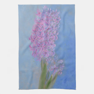 Lilac Pink Hyacinth painting  Tea Towel