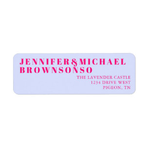 Lilac Pink Minimalistic Wedding Return Address Label